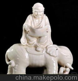 中国龙瓷 传统雕塑 白瓷工艺品 礼品瓷 收藏品 骑象罗汉