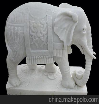 汉白玉石雕大象 石膏 石料工艺品