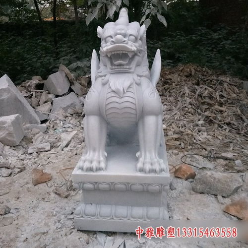 石雕麒麟门墩 新乡石头麒麟雕塑制作厂