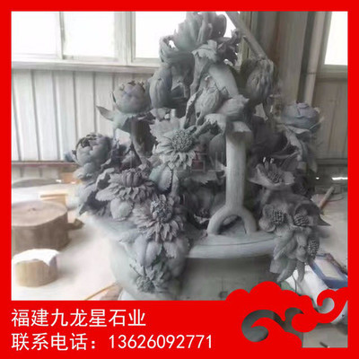 惠安石雕工艺品石雕花篮青石花蓝专业工匠雕刻做工精细