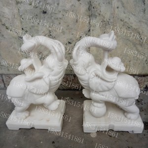 石雕大象天然汉白玉小象一对酒店公司门口招财风水石象工艺品摆件
