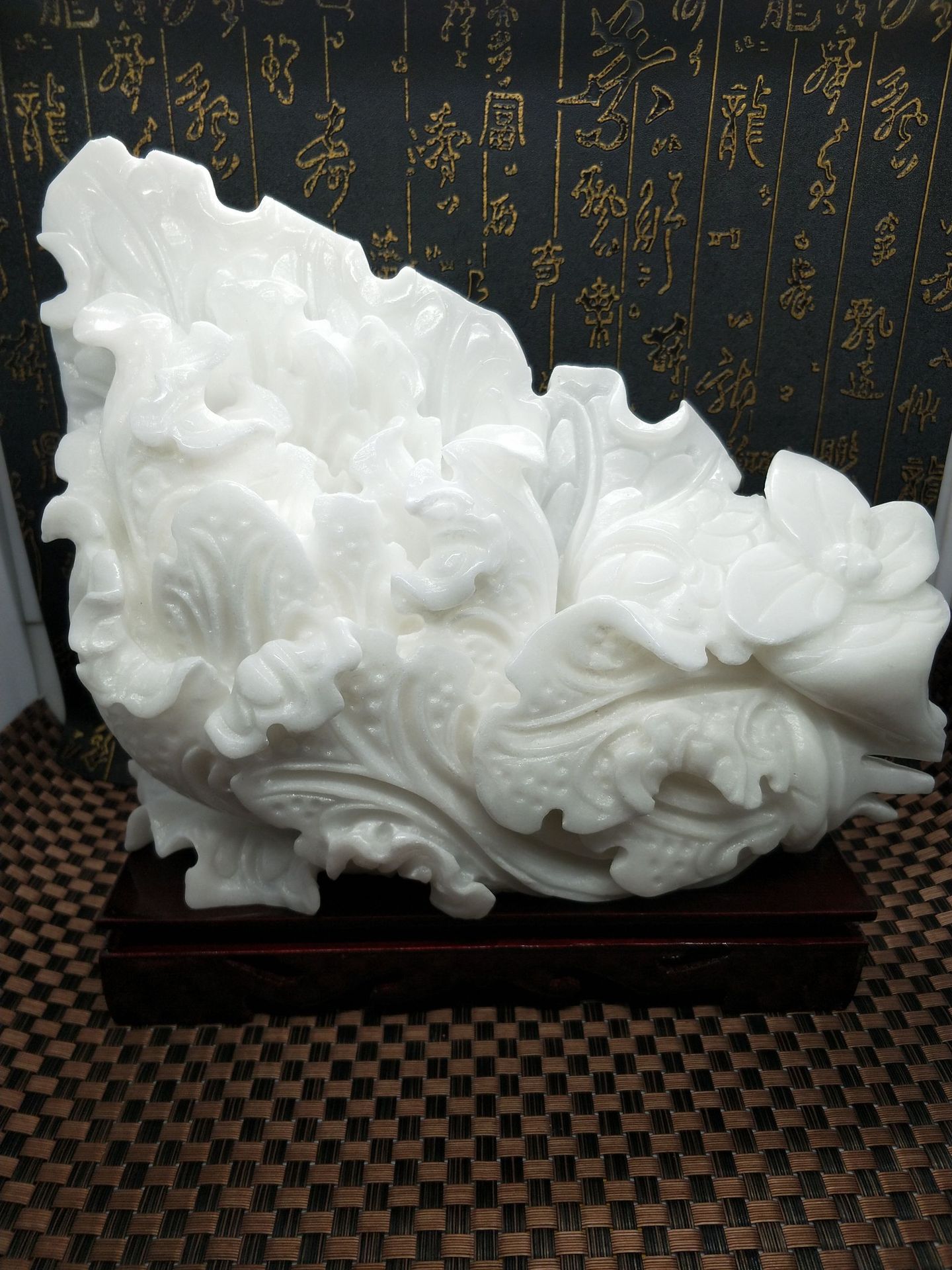 阿富汗玉白菜百财汉白玉石刻石雕创意时尚工艺品家居小摆件摆设