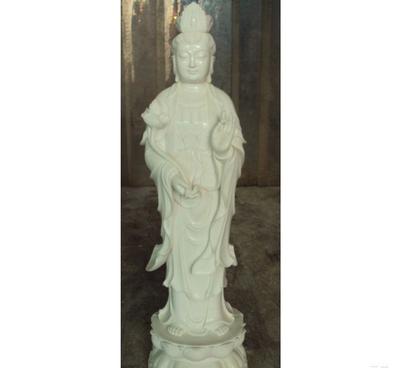 【专业推荐】传统人物雕刻 汉白玉站观音石雕工艺品摆件图片_高清图_细节图-王美