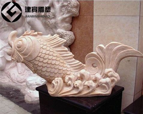 石材鲤鱼,石雕喷水鱼,城市美化雕塑