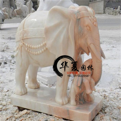 景观雕塑-石雕一级汉白玉石大象 石雕工艺品象 招财象镇宅避邪风水石象摆件-景观雕.
