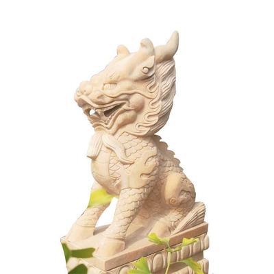 晚霞红麒麟对雕 中式汉白玉摆件的艺术与镇宅文化
